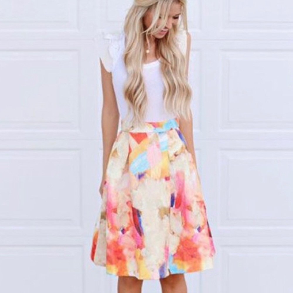 ISO this H&M watercolor skirt.